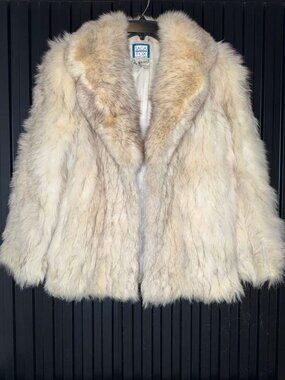 Vintage REAL Saga Fox Fur Coat John Wanamaker Rittenhouse Shops Cream Jacket L
